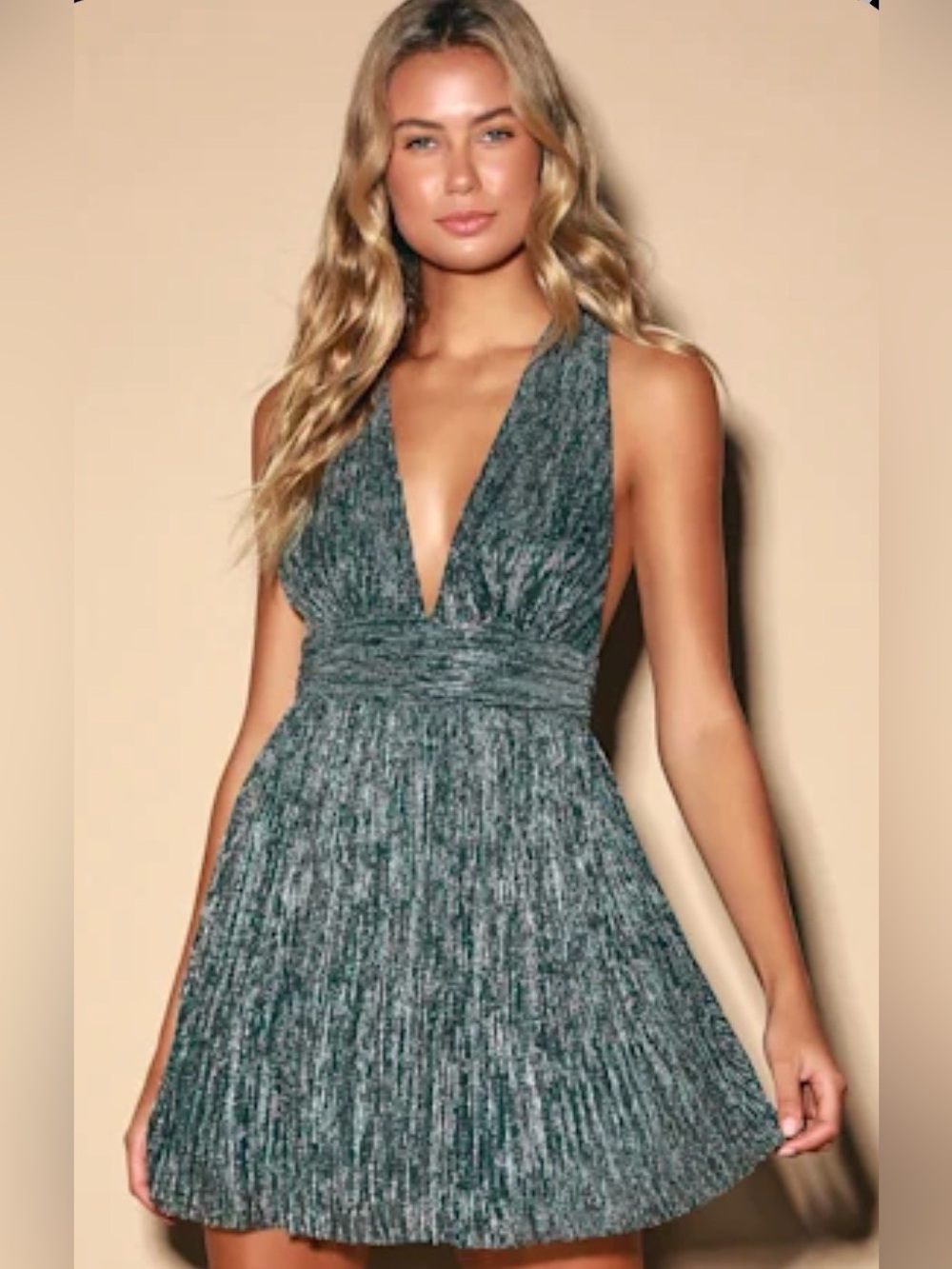Lulus Teal/Green/Blue Metallic Party Dress